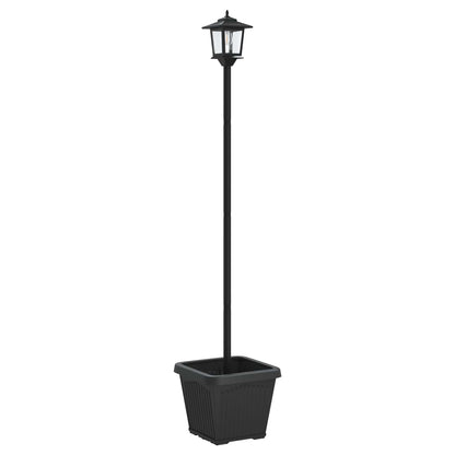 Solarlantaarnpaal met plantenbak warm wit 32 x 32 x 158 cm