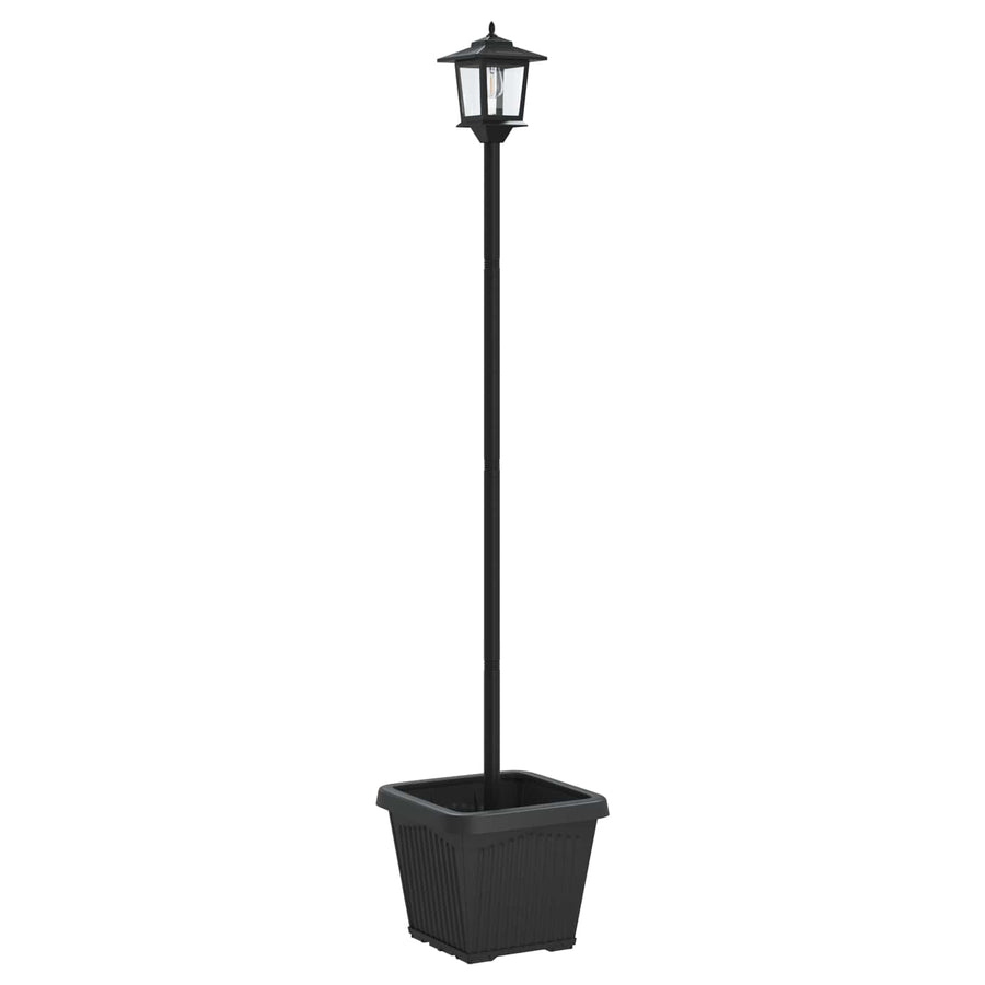 Solarlantaarnpaal met plantenbak warm wit 32 x 32 x 158 cm