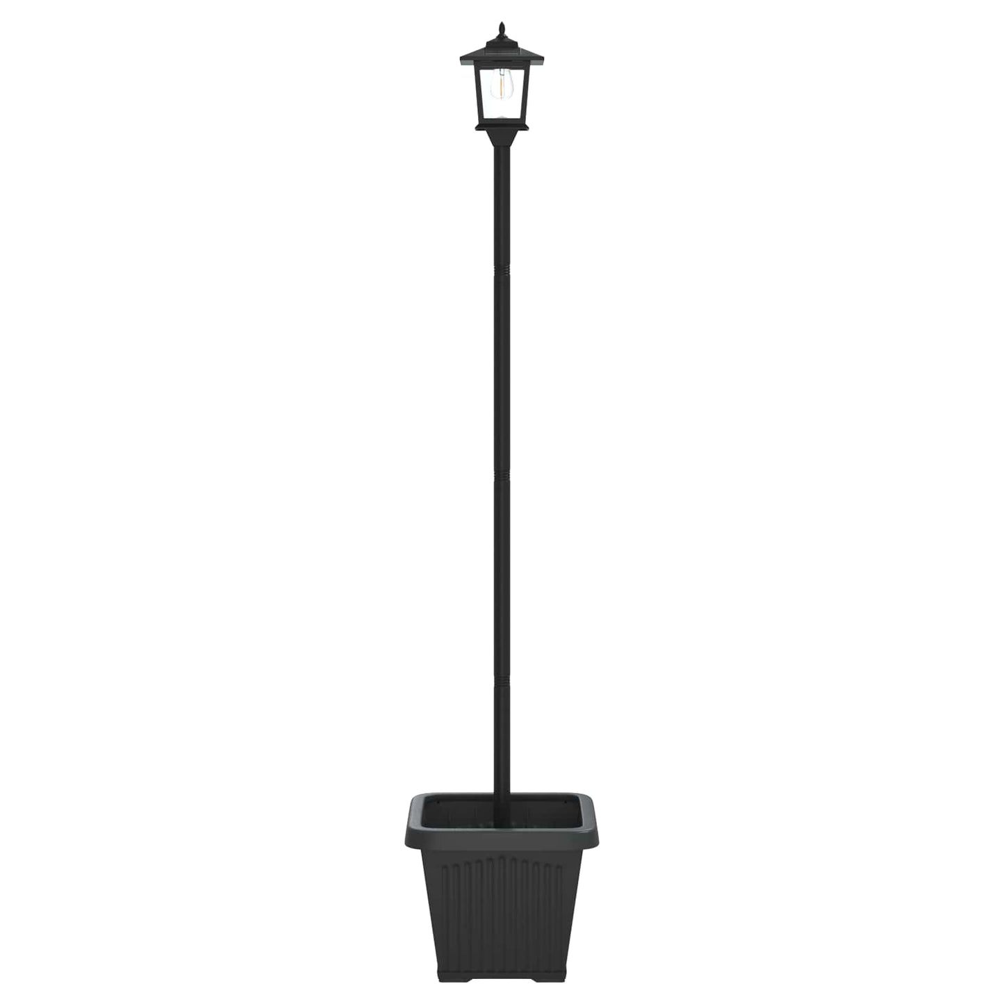 Solarlantaarnpaal met plantenbak warm wit 32 x 32 x 158 cm