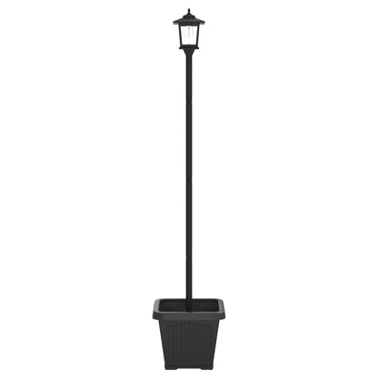 Solarlantaarnpaal met plantenbak warm wit 32 x 32 x 158 cm