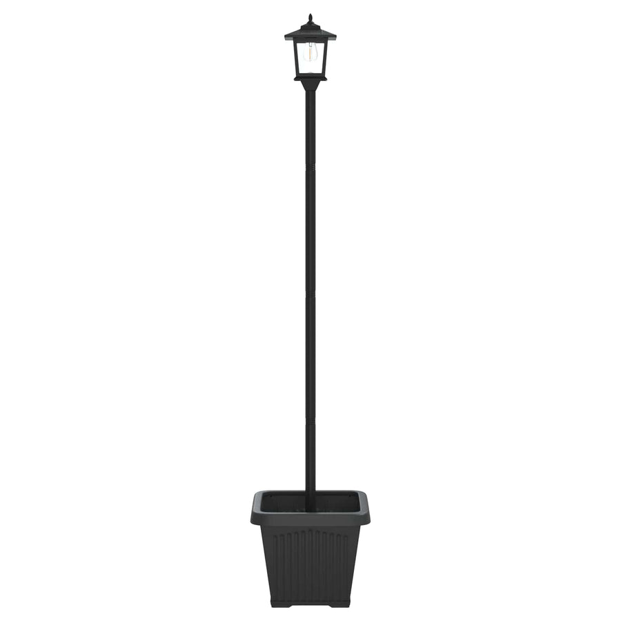 Solarlantaarnpaal met plantenbak warm wit 32 x 32 x 158 cm