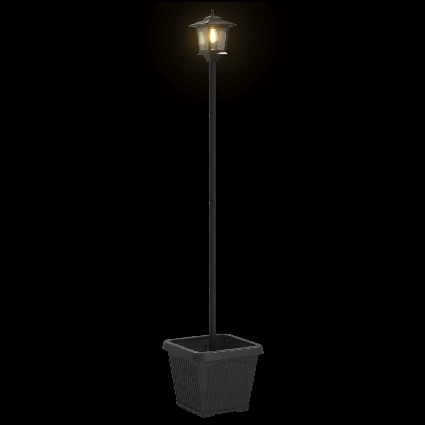 Solarlantaarnpaal met plantenbak warm wit 32 x 32 x 158 cm