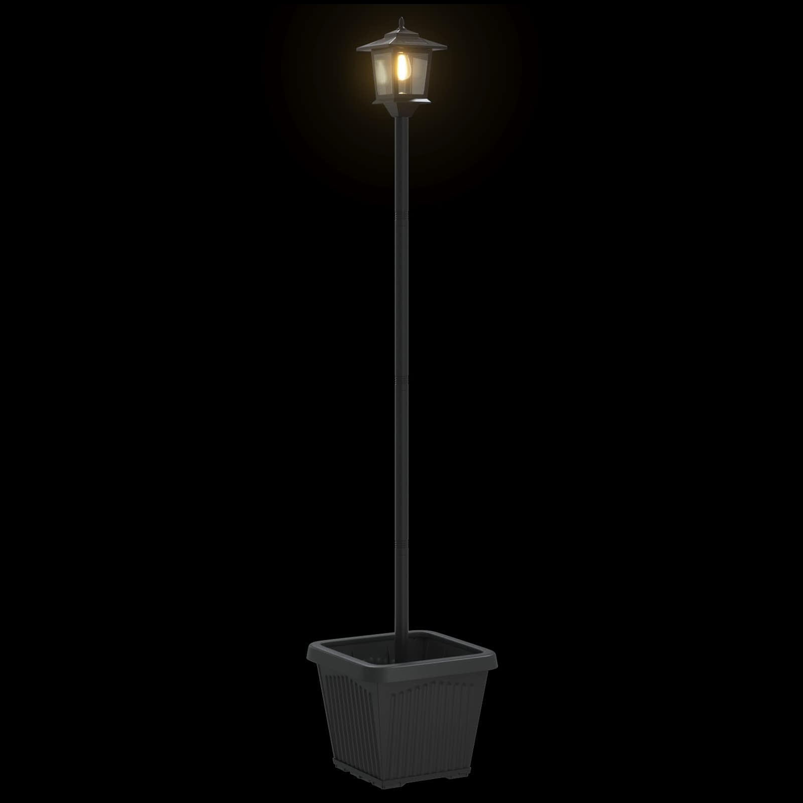 Solarlantaarnpaal met plantenbak warm wit 32 x 32 x 158 cm