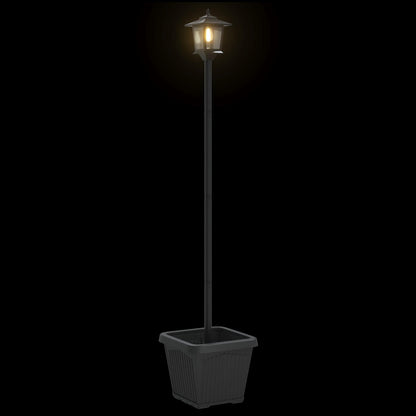 Solarlantaarnpaal met plantenbak warm wit 32 x 32 x 158 cm