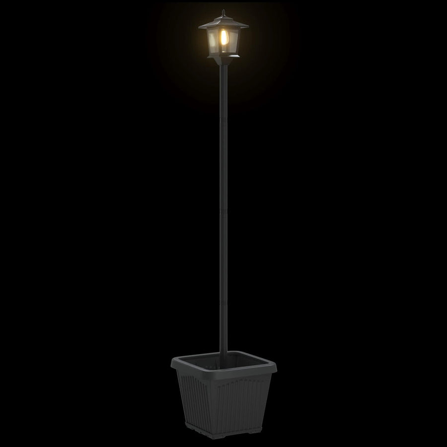 Solarlantaarnpaal met plantenbak warm wit 32 x 32 x 158 cm