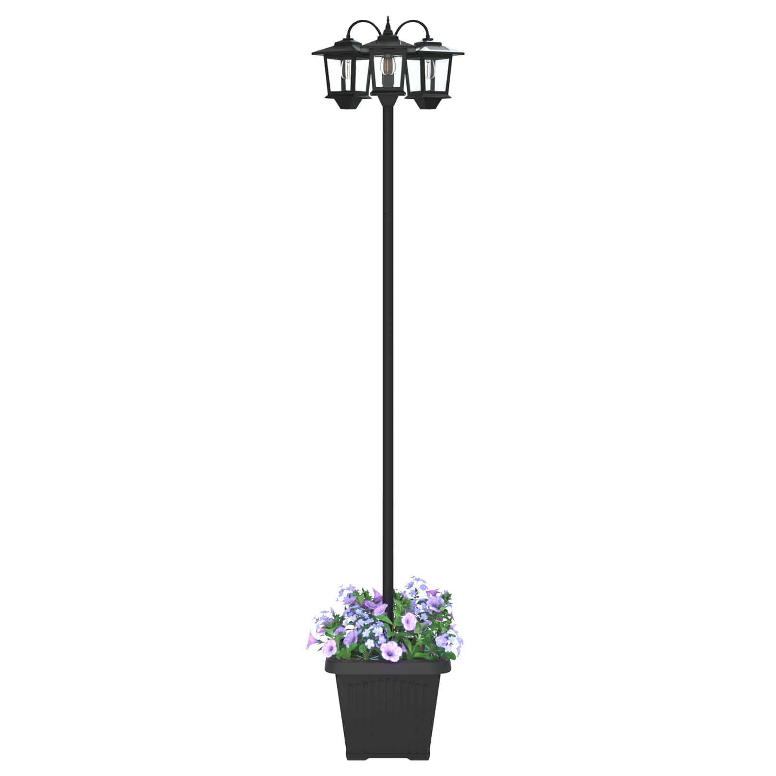 3-Arm Lantaarnpaal Met Plantenbak Zwart 32 x 32 x 188 cm
