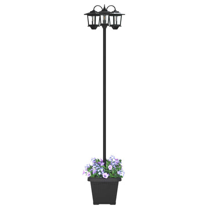 3-Arm Lantaarnpaal Met Plantenbak Zwart 32 x 32 x 188 cm