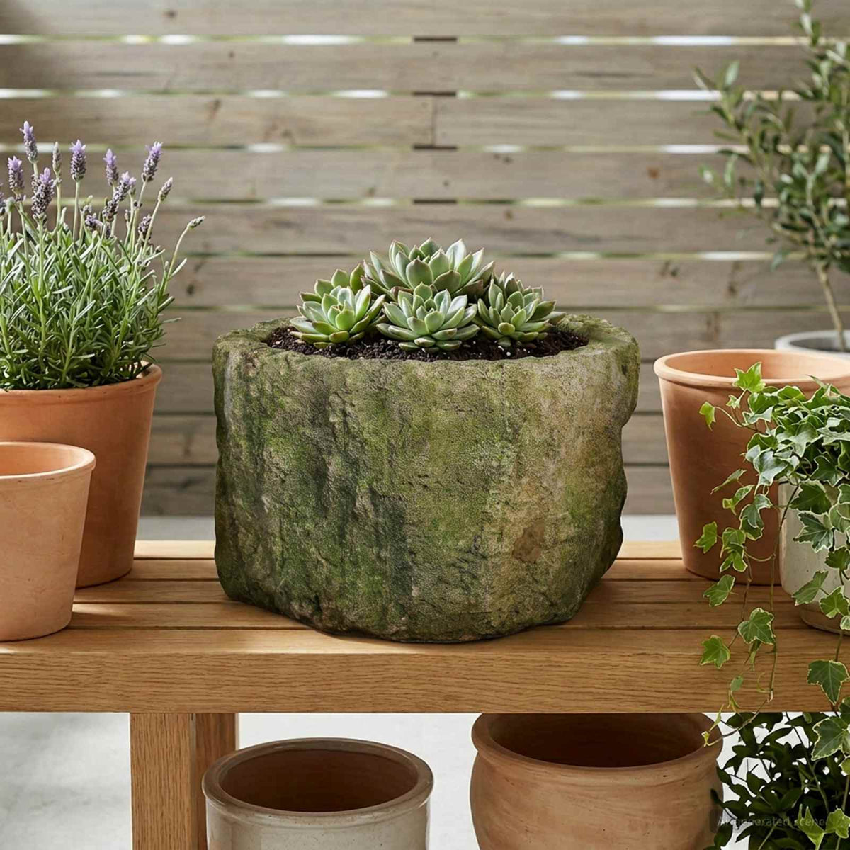 Plantenbak Verouderd steen Ø 35 x 20 cm Kalksteen