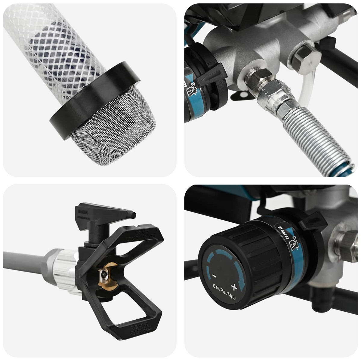 Airless Verfspuit 7,6 m Slang 220V 1,5 L/min 200 Bar