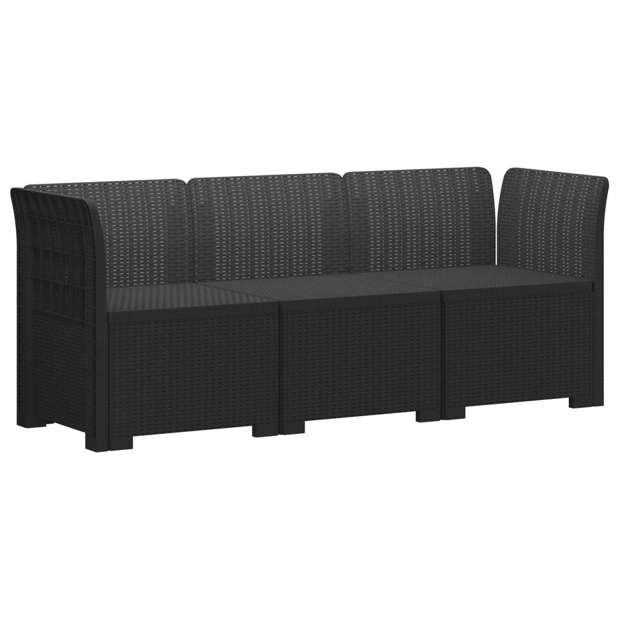 3-Zits Tuin Sofa Rattan Look PP Antraciet