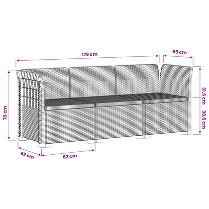 3-Zits Tuin Sofa Rattan Look PP Antraciet