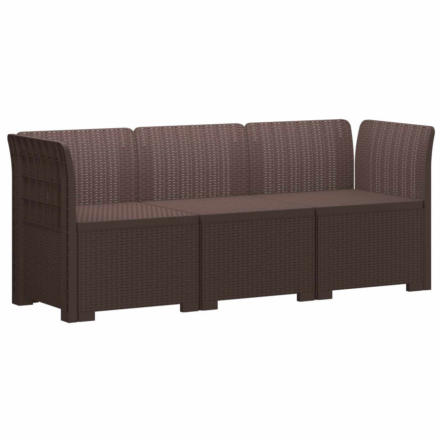 3-zits Tuinbank in Rattan Look PP Bruin