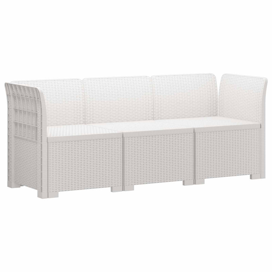 3-Zits Tuin Sofa Rattan Look PP Wit