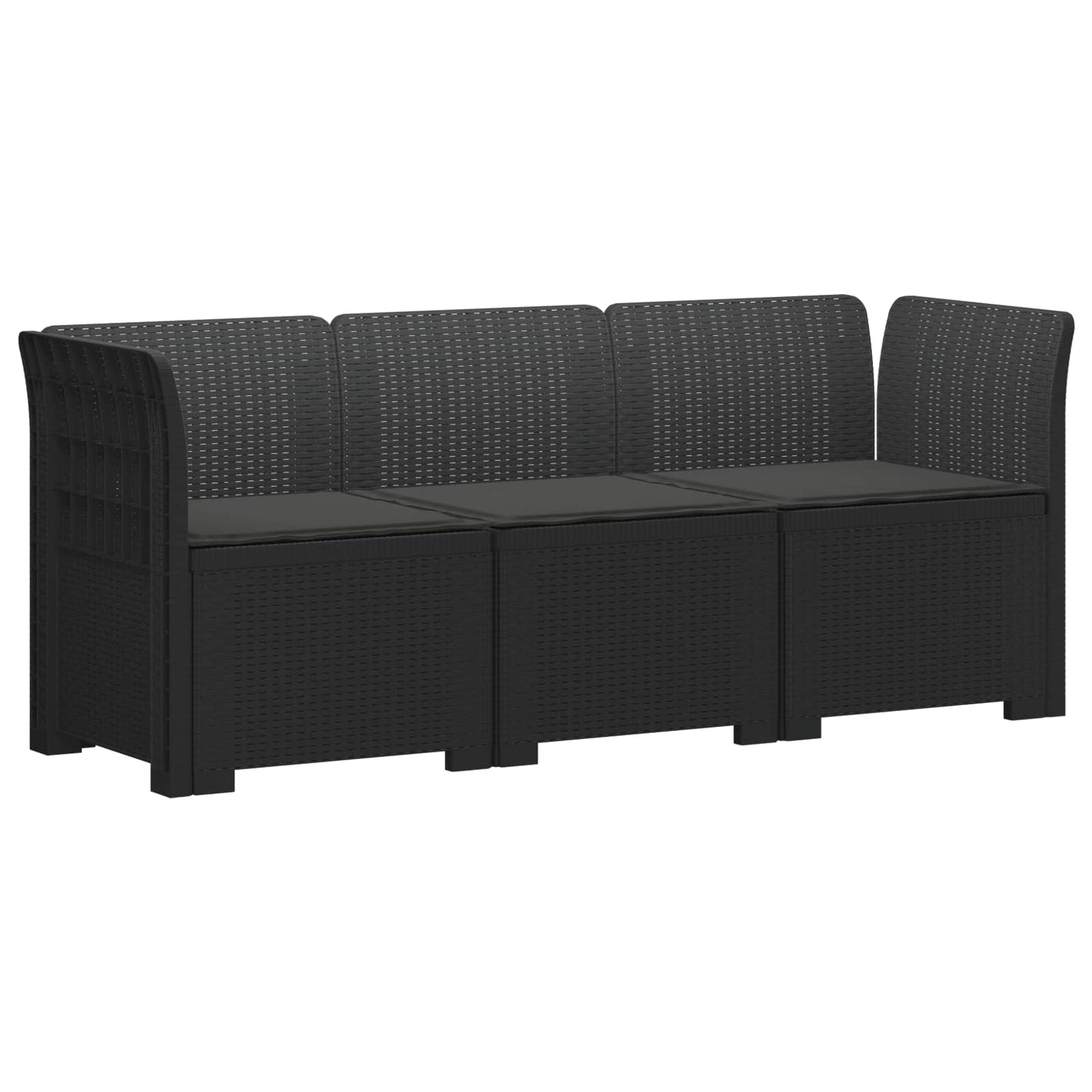3-zits tuinbank met kussens in rattanlook PP Antraciet