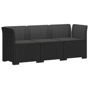 Tuinbank 3-zits antraciet rattanlook PP met kussens
