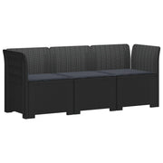 Tuinbank 3-zits antraciet rattanlook PP