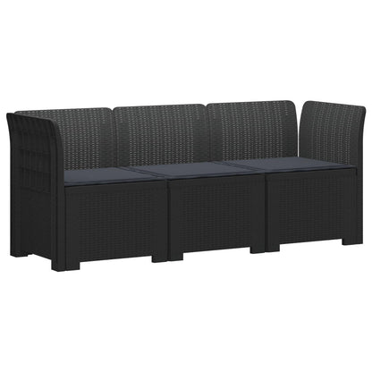3-zits tuinbank met kussens in rattanlook PP Antraciet