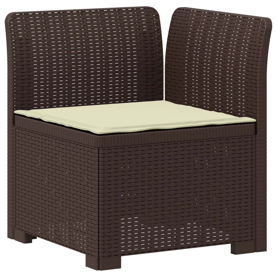 3-zits tuinbank met kussens in rattanlook PP Bruin