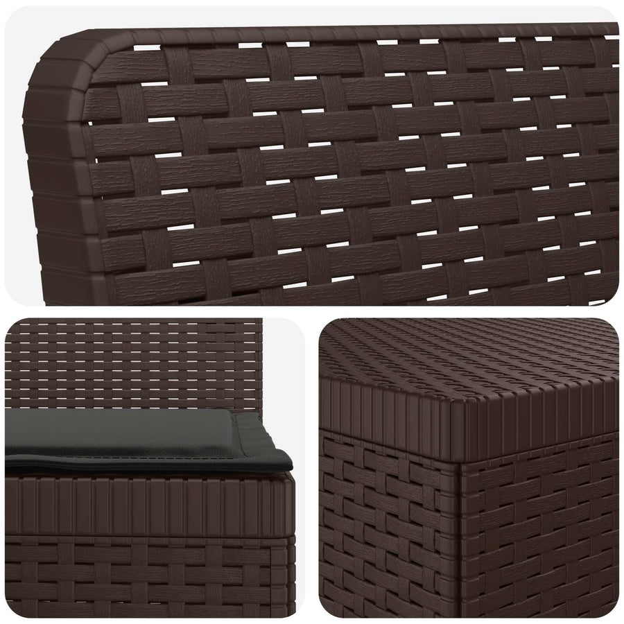 3-zits tuinbank met kussens in rattanlook PP Bruin