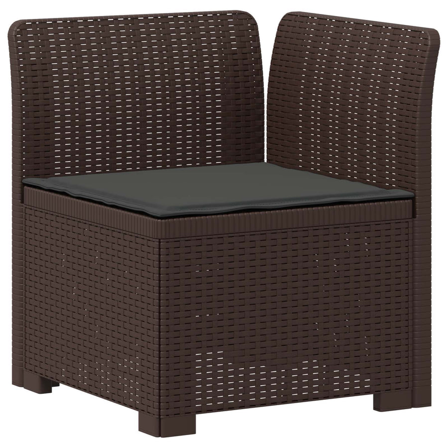 3-zits tuinbank met kussens in rattanlook PP Bruin