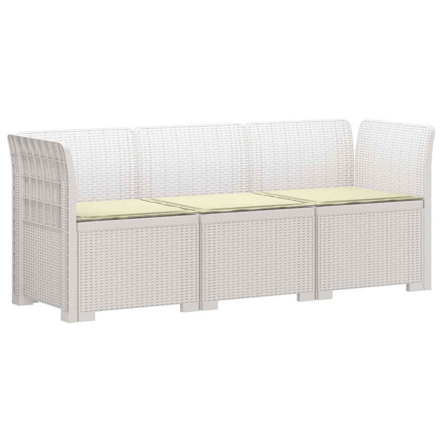 3-zits tuinbank met kussens in rattanlook PP Wit