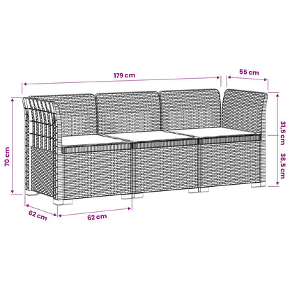 3-zits tuinbank met kussens in rattanlook PP Wit