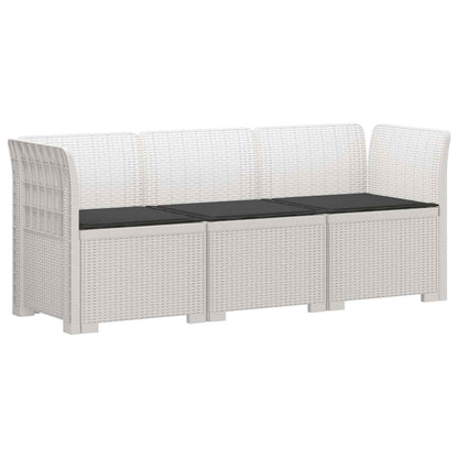 3-zits tuinbank met kussens in rattanlook PP Wit