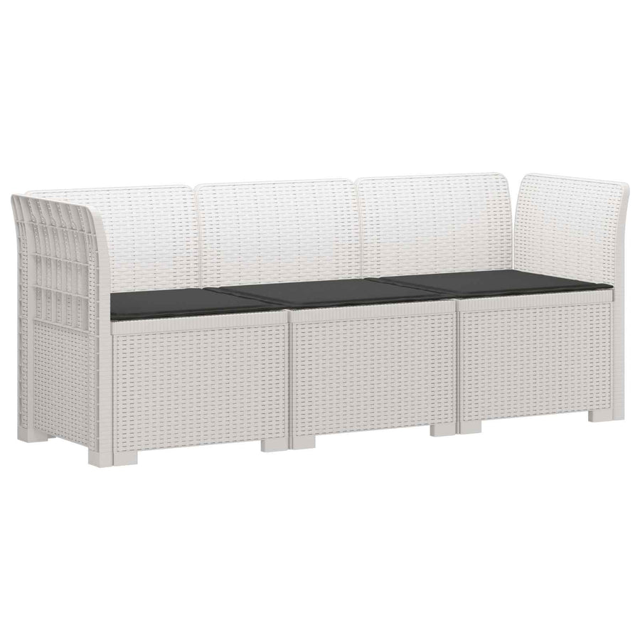 3-zits tuinbank met kussens in rattanlook PP Wit
