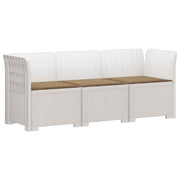 Tuinbank modulair 3-zits rotanlook PP wit