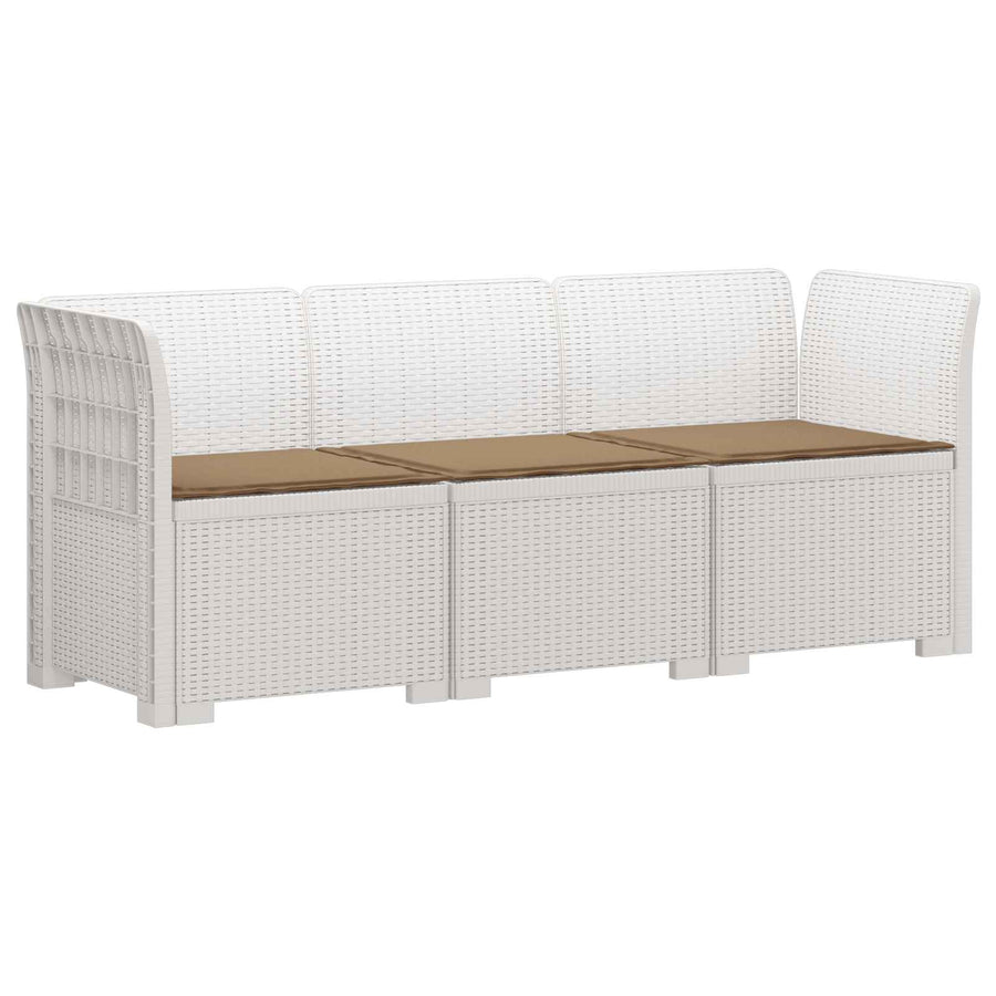3-zits tuinbank met kussens in rattanlook PP Wit