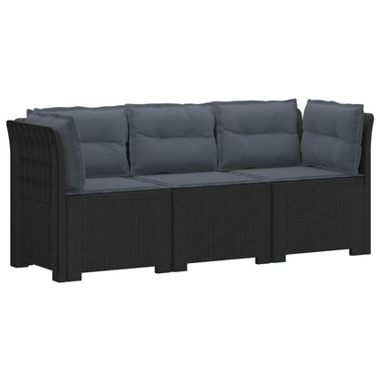 3-zits tuinbank met kussens in rattanlook PP Antraciet