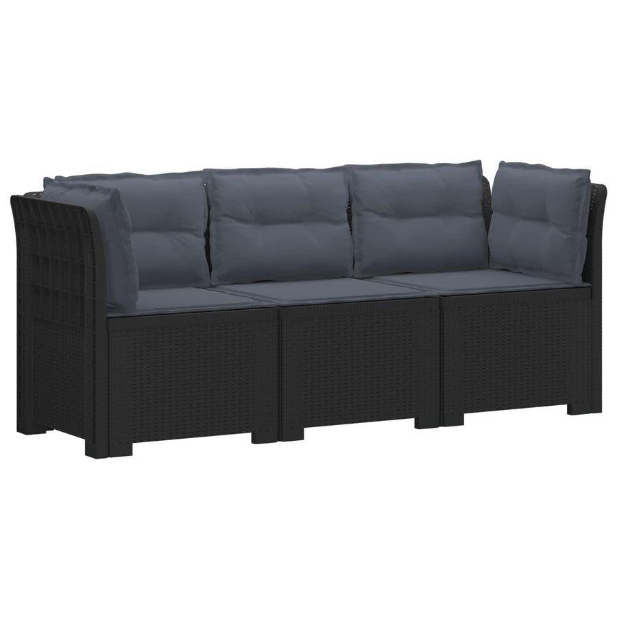 3-zits tuinbank met kussens in rattanlook PP Antraciet