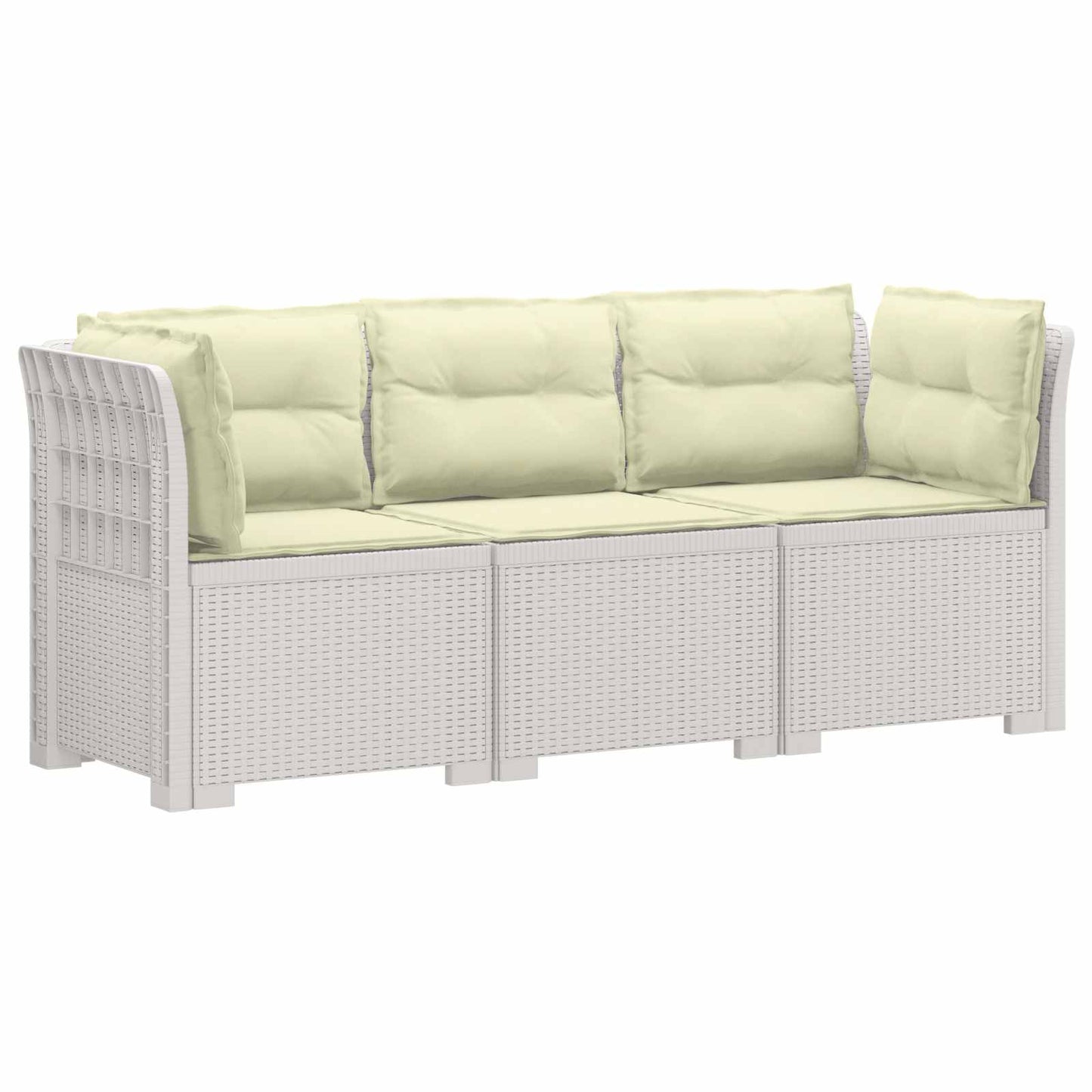 3-zits tuinbank met kussens in rattanlook PP Wit