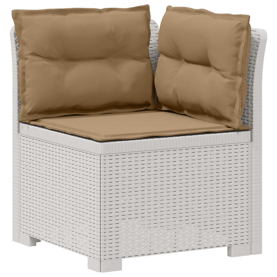 3-zits tuinbank met kussens in rattanlook PP Wit