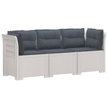 3-zits tuinbank met kussens in rattanlook PP Wit