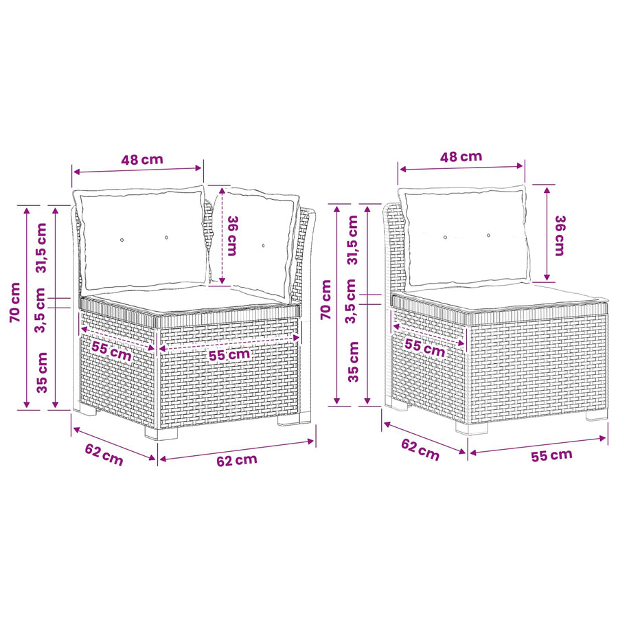 3-zits tuinbank met kussens in rattanlook PP Wit