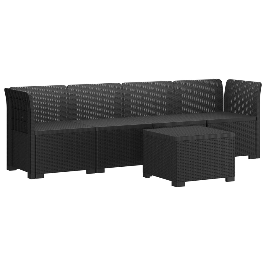 4-Persoons Tuin Sofa Rieten Look PP Antraciet
