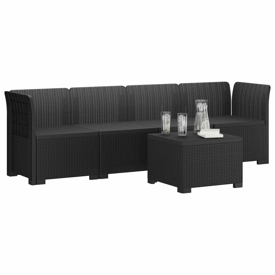 4-Persoons Tuin Sofa Rieten Look PP Antraciet
