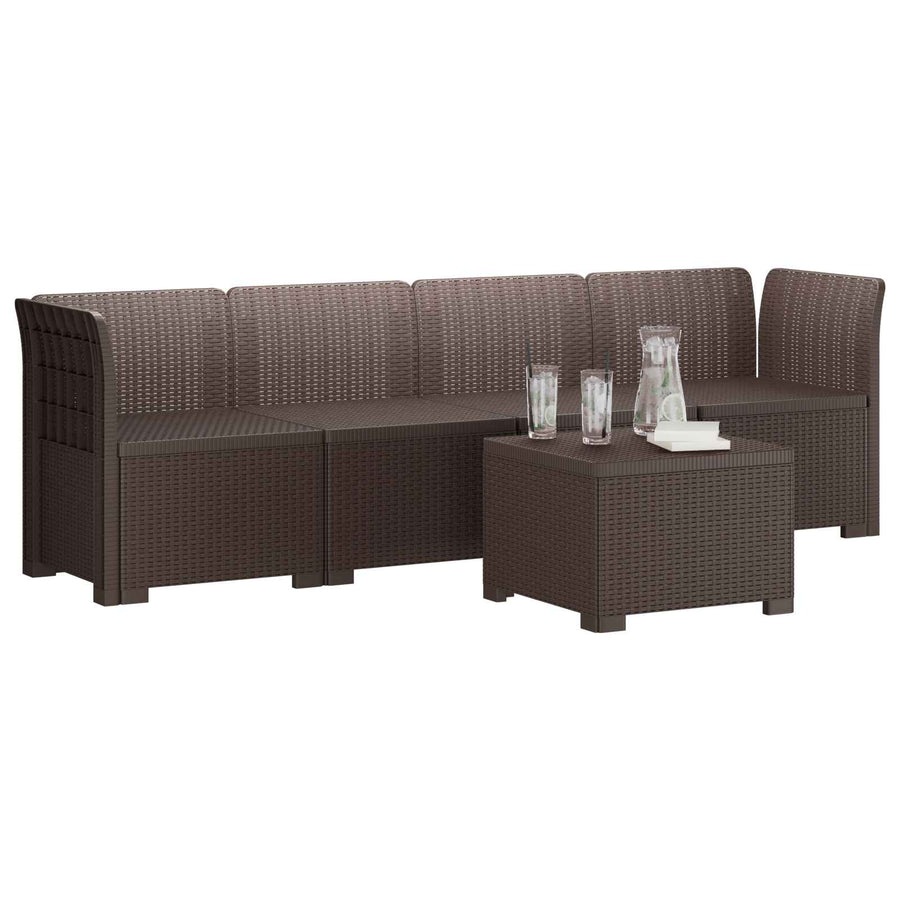 4-Persoons Tuin Sofa Rieten Look PP Bruin