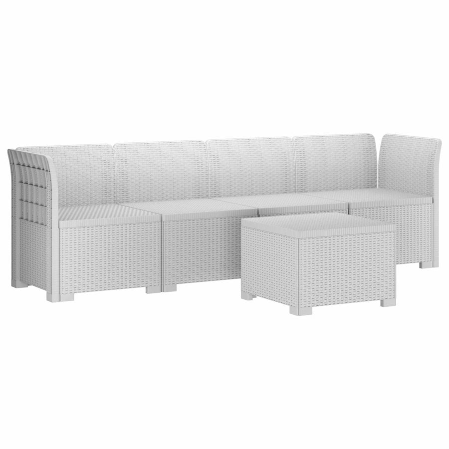 4-Persoons Tuin Sofa Rieten Look PP Wit