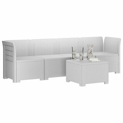 4-Persoons Tuin Sofa Rieten Look PP Wit