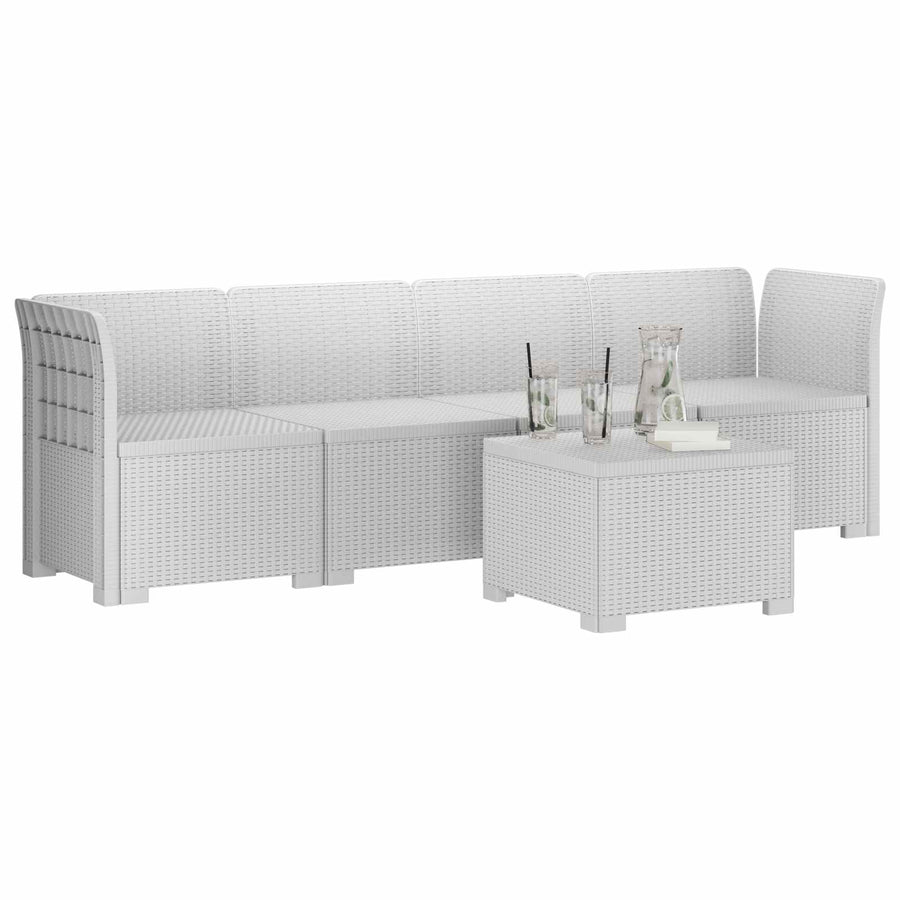 4-Persoons Tuin Sofa Rieten Look PP Wit