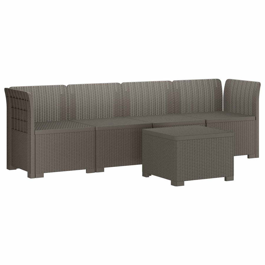 4-Persoons Tuin Sofa Rieten Look PP Lichtgrijs