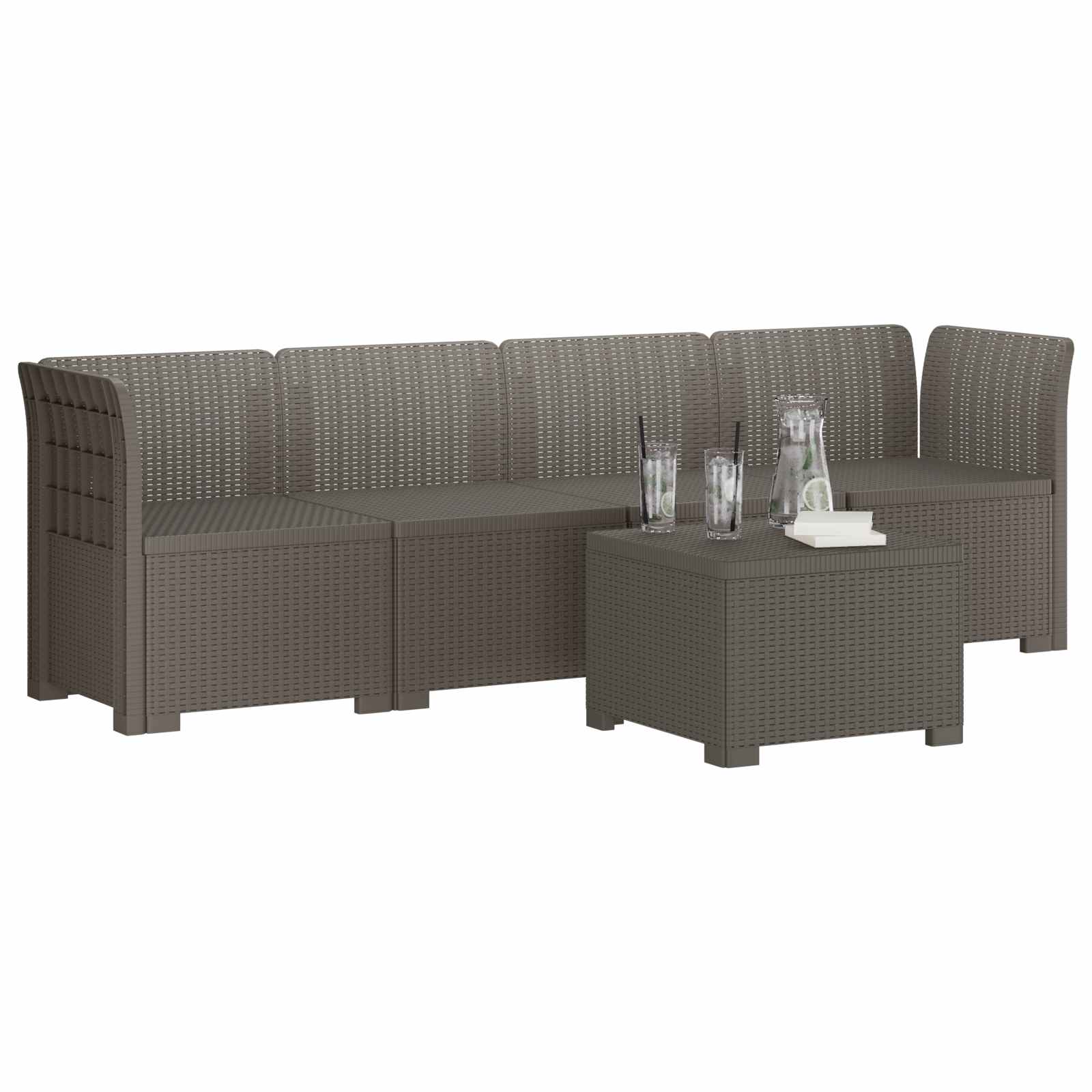 4-Persoons Tuin Sofa Rieten Look PP Lichtgrijs