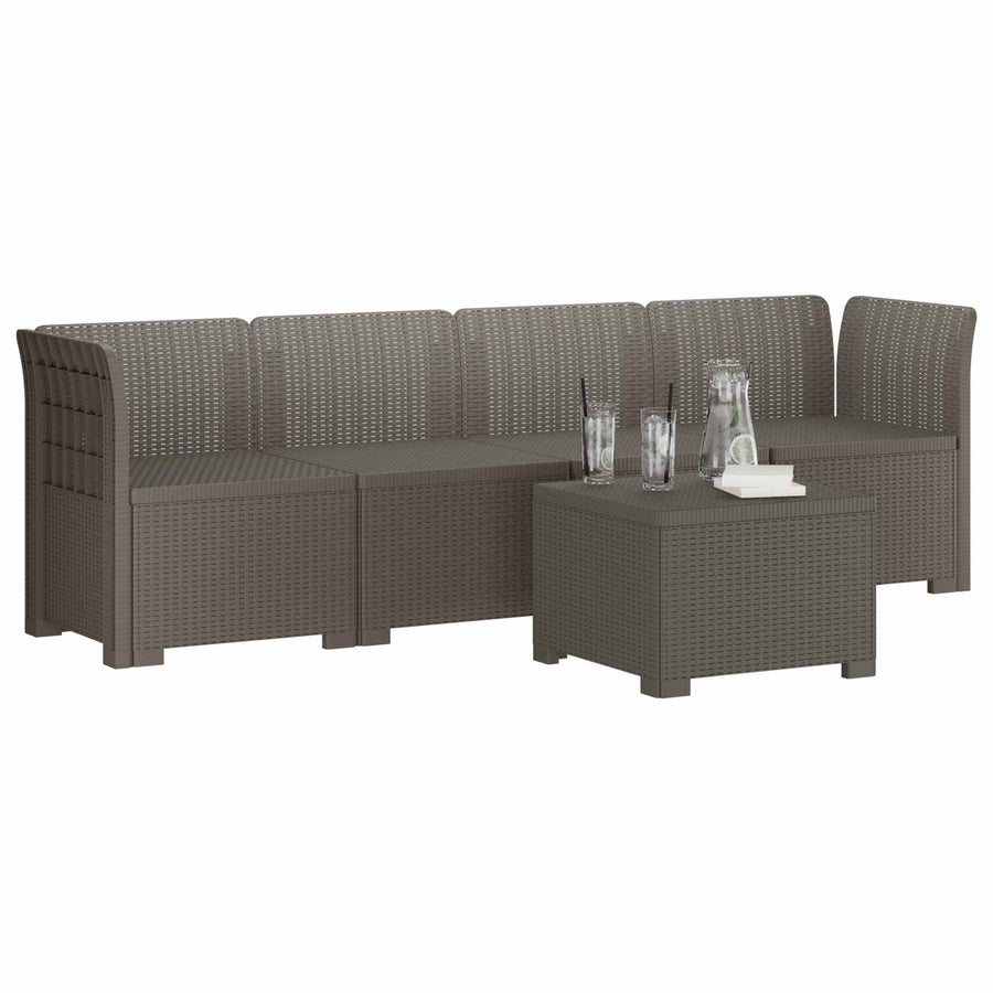 4-Persoons Tuin Sofa Rieten Look PP Lichtgrijs
