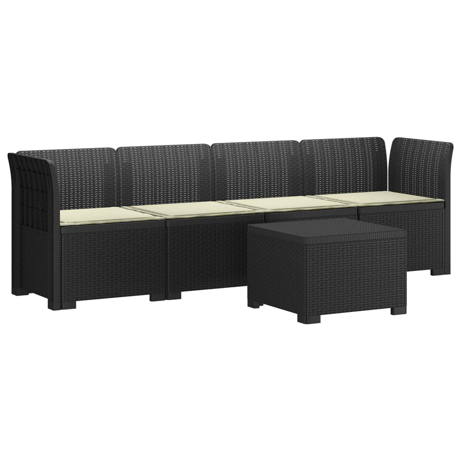 4-Persoons Tuin Sofa met Kussens Rieten Look PP Antraciet