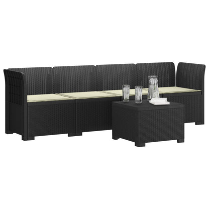 4-Persoons Tuin Sofa met Kussens Rieten Look PP Antraciet