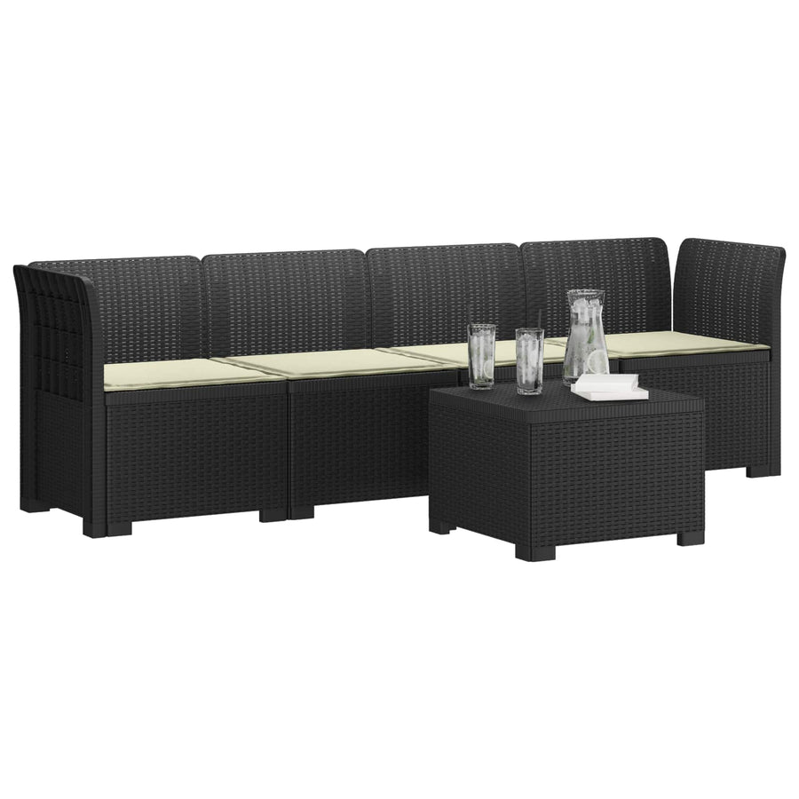 4-Persoons Tuin Sofa met Kussens Rieten Look PP Antraciet