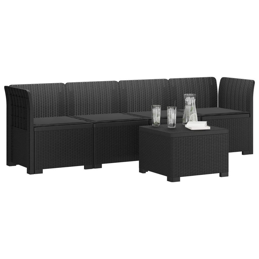 4-Persoons Tuin Sofa met Kussens Rieten Look PP Antraciet