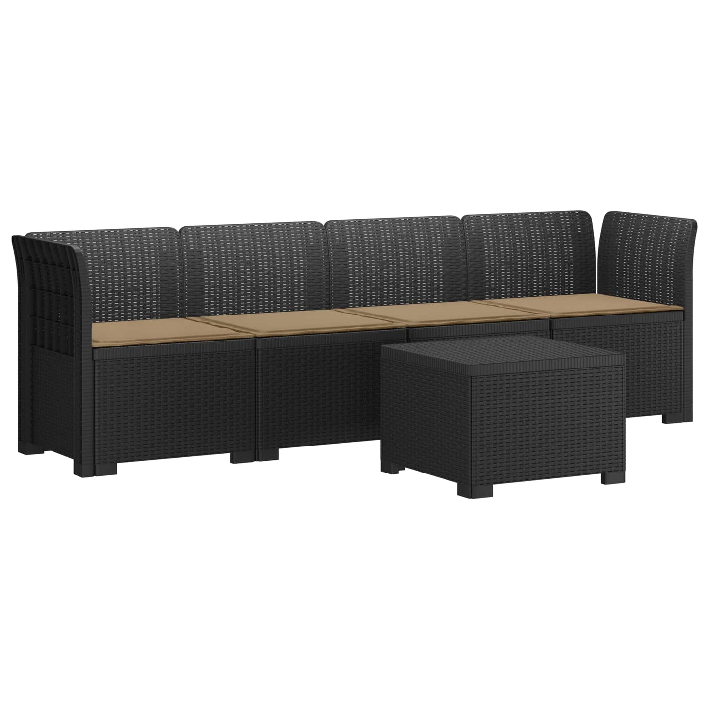 4-Persoons Tuin Sofa met Kussens Rieten Look PP Antraciet